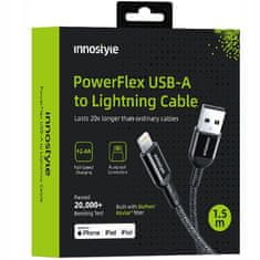 Innostyle Innostyle Powerflex Usb Lightning Mfi Kabel Za Hitro Polnjenje Za Iphone Kevlar 2M Črn