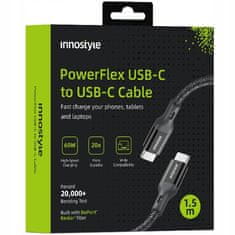 Innostyle Innostyle Powerflex Usb-C Kabel Za Hitro Polnjenje Za Iphone Samsung 3A 60W Kevlar 2M Črn