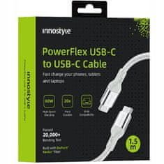 Innostyle Innostyle Powerflex Usb-C Kabel Za Hitro Polnjenje Za Iphone Samsung 3A 60W Kevlar 2M Srebrn