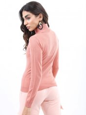 PANTONECLO Ženski pulover z visokim ovratnikom, Rožna zora, XL