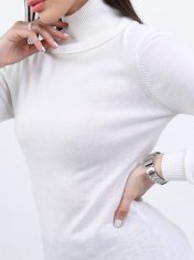 PANTONECLO Ženski pulover z visokim ovratnikom, bela mešanica, L