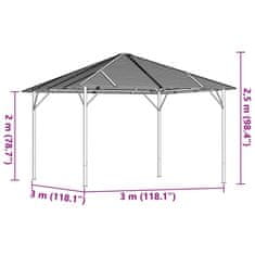 Vidaxl Paviljon s streho 3x3 m antraciten