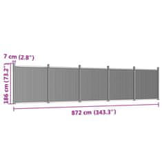 Vidaxl Ograjni panel siv 872x186 WPC