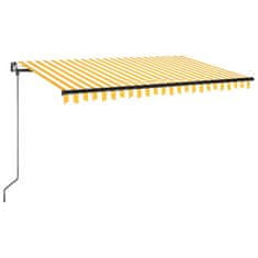 Vidaxl Ročno zložljiva tenda z LED lučmi 450x350 cm rumena in bela