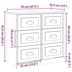 Vidaxl Komoda dimljeni hrast 70x35,5x67,5 cm inženirski les