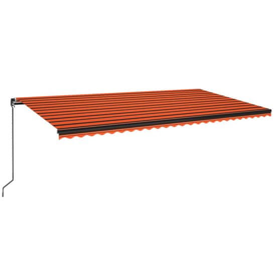 Vidaxl Ročno zložljiva tenda z LED lučmi 600x350 cm oranžna in rjava