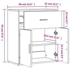 Vidaxl Komoda dimljeni hrast 60x31x70 cm inženirski les