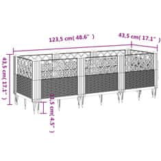 Vidaxl Cvetlično korito z zatiči rjavo 123,5x43,5x43,5 cm PP