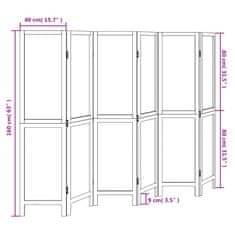 Vidaxl Paravan 6-delni bel trden les pavlovnije