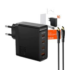 Mcdodo Stenski polnilec McDodo GAN 3xUSB-C + USB, 100W + 2m kabel (črn)