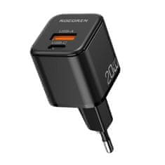 slomart Rocoren USB-C, USB, Power Delivery, MiniGaN, 20W omrežni polnilec (črn)