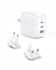 Innostyle Innostyle Mini Cube Zmogljiv Hitri Polnilec Gan Travel Eu Us Uk Au 3X Usb Usb-C 65W Bela