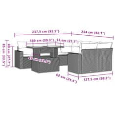 Vidaxl Vrtna garnitura 9-delna z blazinami bež poli ratan