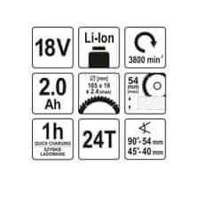 YATO Komplet 165mm krožna žaga 18V 2Ah