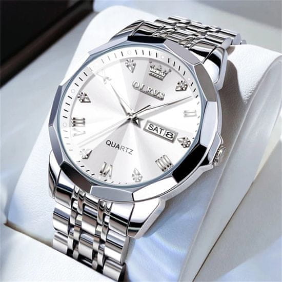 OLEVS OLEVS 9931 Moški rombasto ogledalo izvirno Quartz Watch: Izvirna ročna ura iz nerjavnega jekla za prefinjeno merjenje časa, vodoodporna, svetleči roki Silver