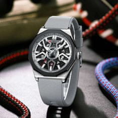 Curren CURREN 8437 Moška modna ura s priložnostnimi silikonskimi trakovi, kvarčnim gibanjem, samodejnim datumom in svetlečimi rokami (model 8437)" gray