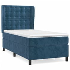 Vidaxl Box spring postelja z vzmetnico temno moder 90x190 cm žamet