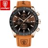 POEDAGAR POEDAGAR 988 Luksuzni Chronograph Watch za moške: , svetleči datum, tedenski šport, silikonski trak, elegantno zapestje, iz nerjavečega jekla Brown Black-Gold / Leather