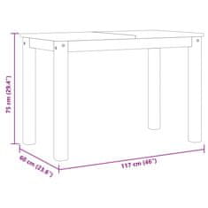 Vidaxl Jedilna miza Panama siva 117x60x75 cm trdna borovina