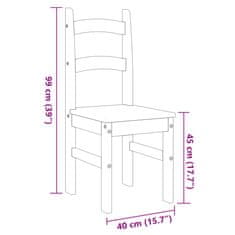 Vidaxl Jedilni stoli 2 kosa sivi 40x46x99 cm trdna borovina