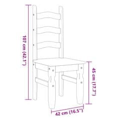 Vidaxl Jedilni stoli 2 kosa Corona sivi 42x47x107 cm trdna borovina