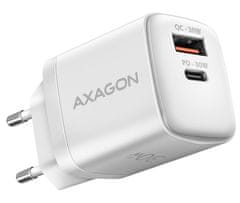 AXAGON omrežni polnilnik / ACU-PQ30W / 1x USB-C / 1x USB-A / PD3.0/QC4/PPS/AFC/Apple / 30W / bel