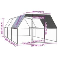 Vidaxl Kokošnjak 3x6x2 m pocinkano jeklo