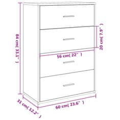 Vidaxl Komoda 2 kosa črna 60x31x84 cm inženirski les