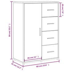 Vidaxl Komoda črna 60x31x84 cm inženirski les