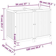 Vidaxl Vrtno cvetlično korito s podlogo 100x50x75 cm akacijev les