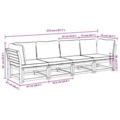 Vidaxl Vrtna sedežna garnitura 4-delna z blazinami trden akacijev les