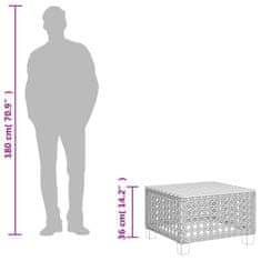 Vidaxl Vrtna miza črna 55x55x36 cm poli ratan in akacijev les