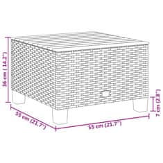 Vidaxl Vrtna miza črna 55x55x36 cm poli ratan in akacijev les