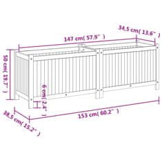 Vidaxl Vrtno cvetlično korito s podlogo 153x38,5x50 cm akacijev les