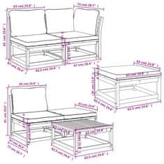 Vidaxl Vrtna sedežna garnitura 6-delna z blazinami trden akacijev les