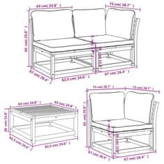 Vidaxl Vrtna sedežna garnitura 6-delna z blazinami trden akacijev les