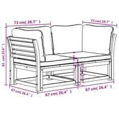 Vidaxl Vrtni kavč z blazinami dvosed trden akacijev les