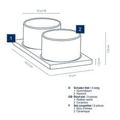 Kela Komplet skled Gunten porcelan črna 3 kosi 23,5x12,0x7,5cm 10,0cm KL-10069