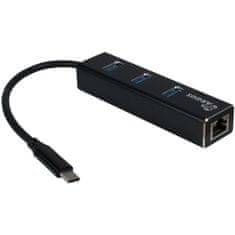 Inter-tech HUB USB-C =&gt; 3xUSB3.0 LAN RJ45 100/1000 Argus IT-410 (88885440) 