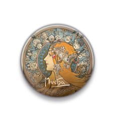 Magnet Alfons Mucha - Zodiak, okrogel, 5 cm