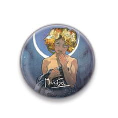 Magnet Alfons Mucha - Luna, okrogel, 5 cm