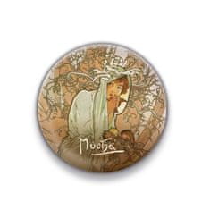 Magnet Alfons Mucha - Zima, okrogel, 5 cm