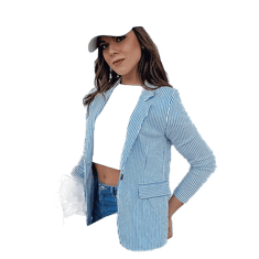 Dstreet Ženska jakna IBAKAN z modrimi in belimi črtami py0097 S