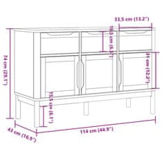 Vidaxl Garderobna omara FLORO siva 114x43x74 cm trdna borovina