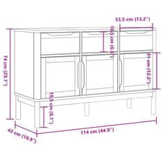 Vidaxl Garderobna omara FLORO vošč. rjava 114x43x74 cm trdna borovina