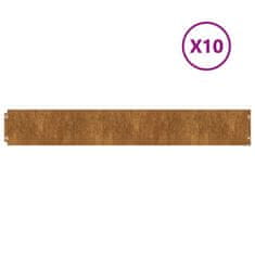 Vidaxl Robniki za trato 10 kosov 15x103 cm prilagodljivi corten jeklo