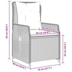 Vidaxl Vrtna jedilna garnitura 7-delna z blazinami bež poli ratan
