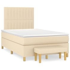 Vidaxl Box spring postelja z vzmetnico krem 120x200 cm blago