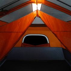 Vidaxl Šotor za kampiranje z LED za 9 oseb svetlo siv in oranžen