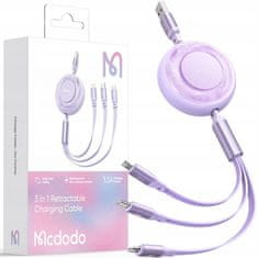 Mcdodo Mcdodo 3V1 Izvlečni Kabel Usb Hitro Polnjenje Usb-C Strela Mikro 66W